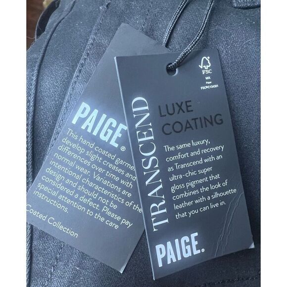 Paige Mayslie Straight Ankle in Black Fog Luxe Coating NWOT Size 32 - Picture 10 of 11